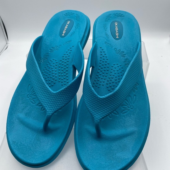 Okabashi turquoise flip flops, size Large (fits women’s size 9 1/2 to 10 1/2) - Picture 5 of 6